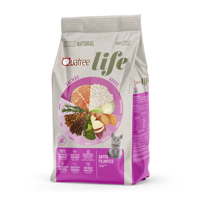 Ração Quatree Life Gatos Filhotes Salmão Arroz 10kg