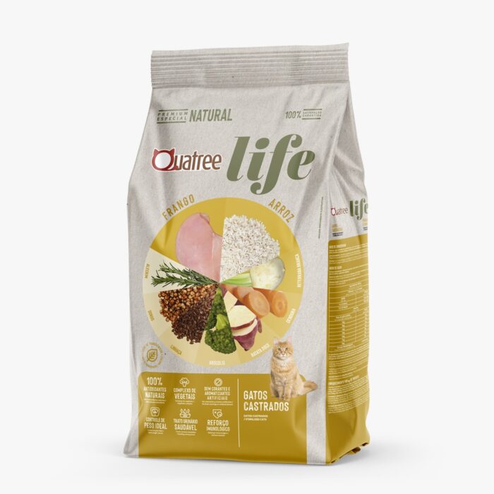 Ração Quatree Life Gatos Castrados Frango Arroz 3kg