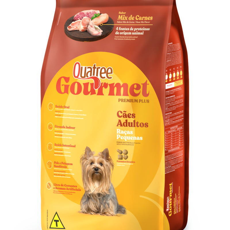 Ração Quatree Gourmet Cães Adultos Raças Pequenas Mix de Carne 1kg