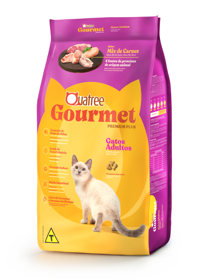 Ração Quatree Gourmet Gatos Adultos Mix de Carnes 10kg