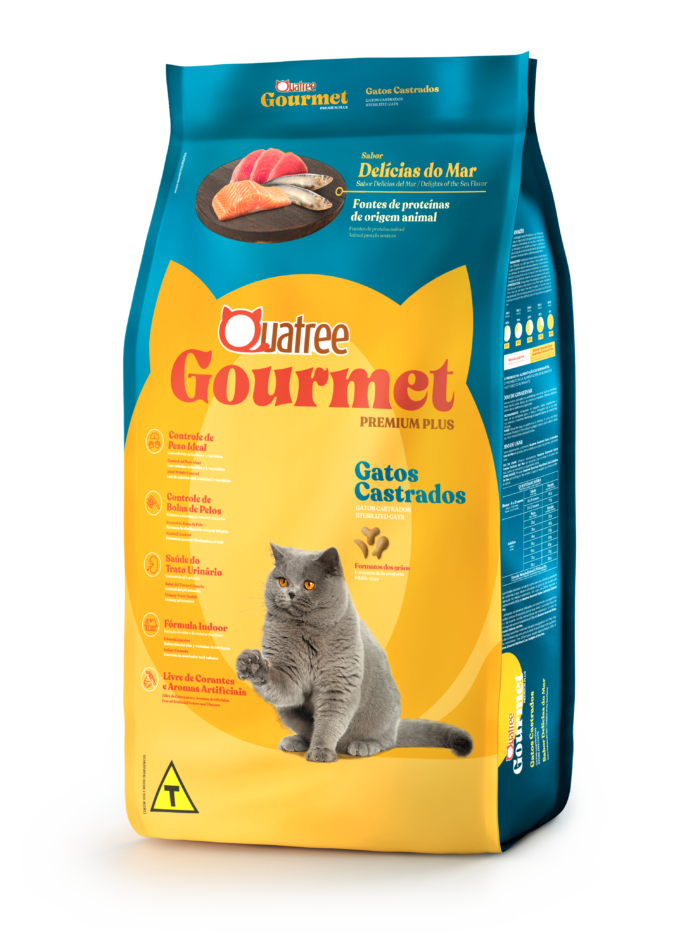 Ração Quatree Gourmet Gatos Castrados Delícias do Mar 3kg