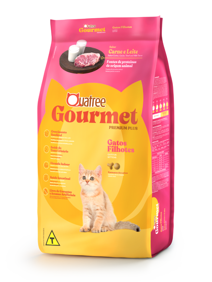 Ração Quatree Gourmet Gatos Filhotes Carne & Leite 1kg