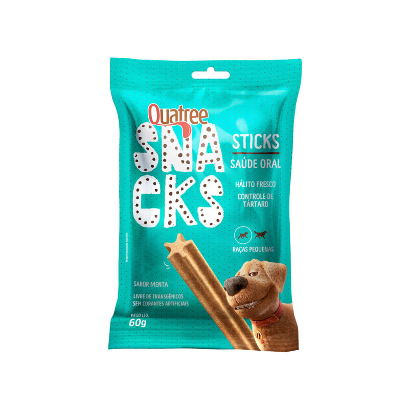 Snacks Quatree Sticks Raças Pequenas Sabor Menta 60gr