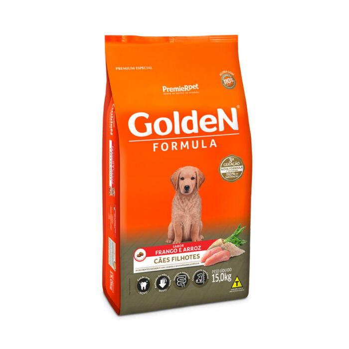 Ração Golden Cães Filhotes Frango e Arroz 15kg