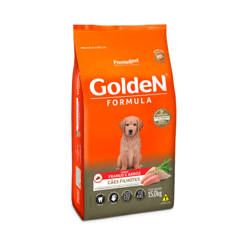 Ração Golden Cães Filhotes Frango e Arroz 15kg