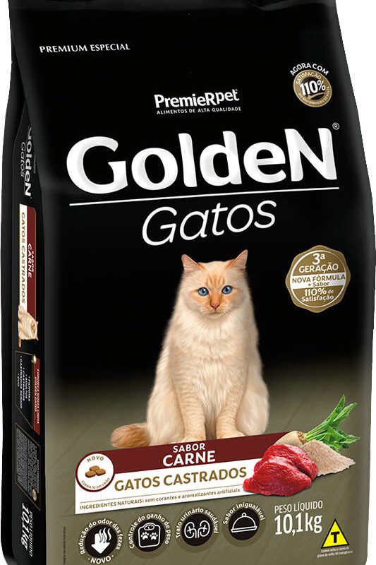 Ração Golden Gatos Castrados Carne 10kg