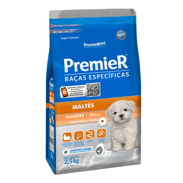 Premier Raças Específicas Cães Filhotes Maltês Peru e Arroz 2,5kg