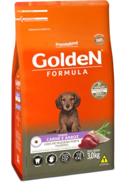 Ração Golden Formula Cães Filhotes Porte Pequeno Carne & Arroz 3kg