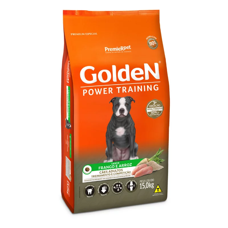 Ração Golden Power Training Cães Adultos Frango e Arroz 15kg