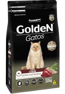 Ração Golden Gatos Castrados Carne 3kg