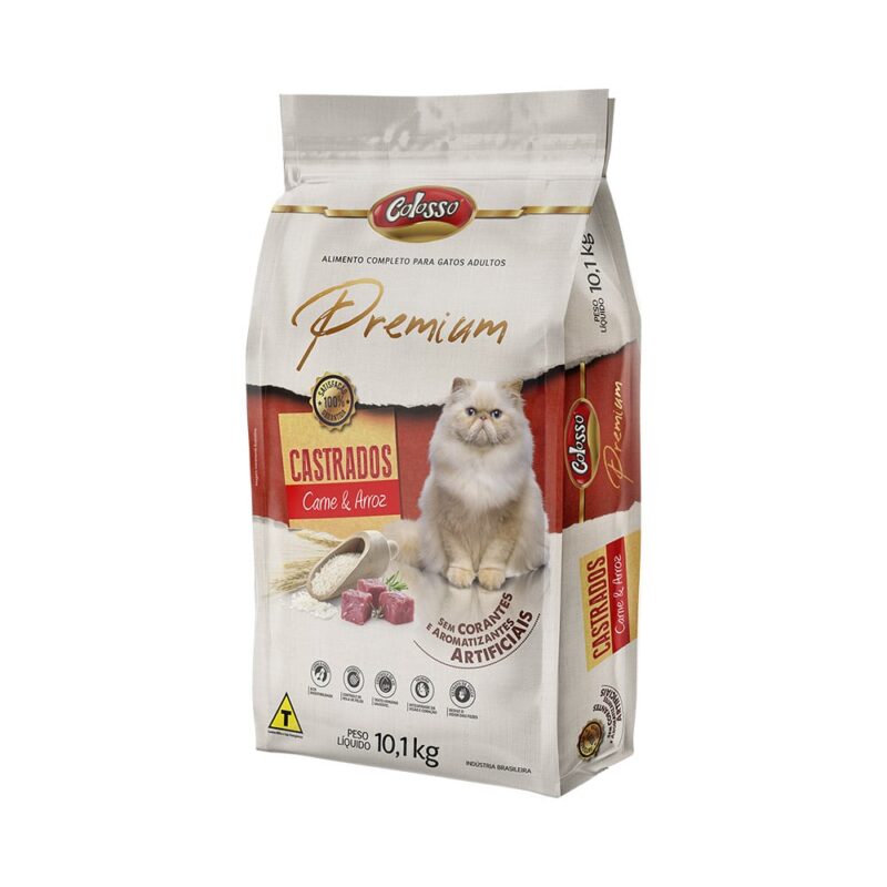Ração Colosso Gatos Castrados Sabor Carne e Arroz 10kg