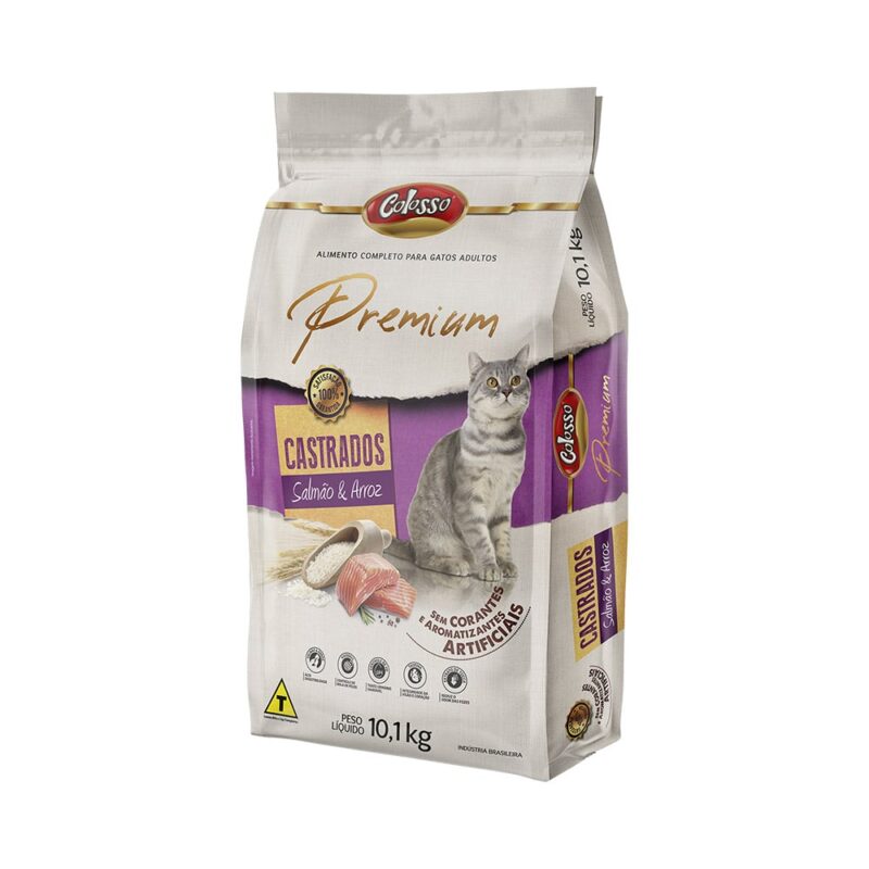 Ração Colosso Gatos Castrados Sabor Salmão e Arroz 10kg