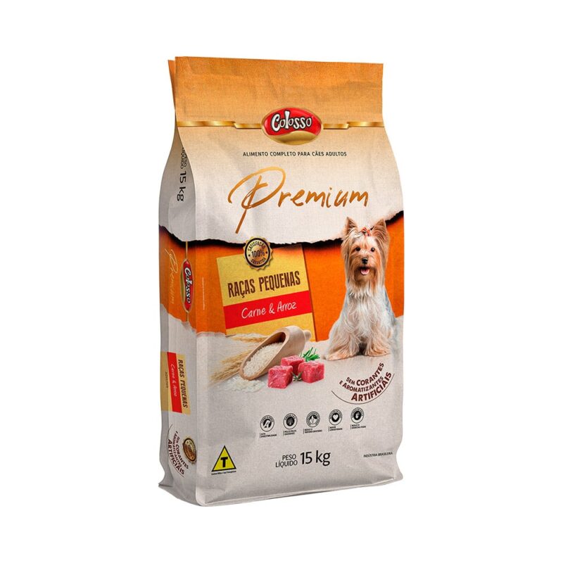 Ração Colosso Cães Adultos Raças Pequenas Sabor Carne e Arroz 15kg