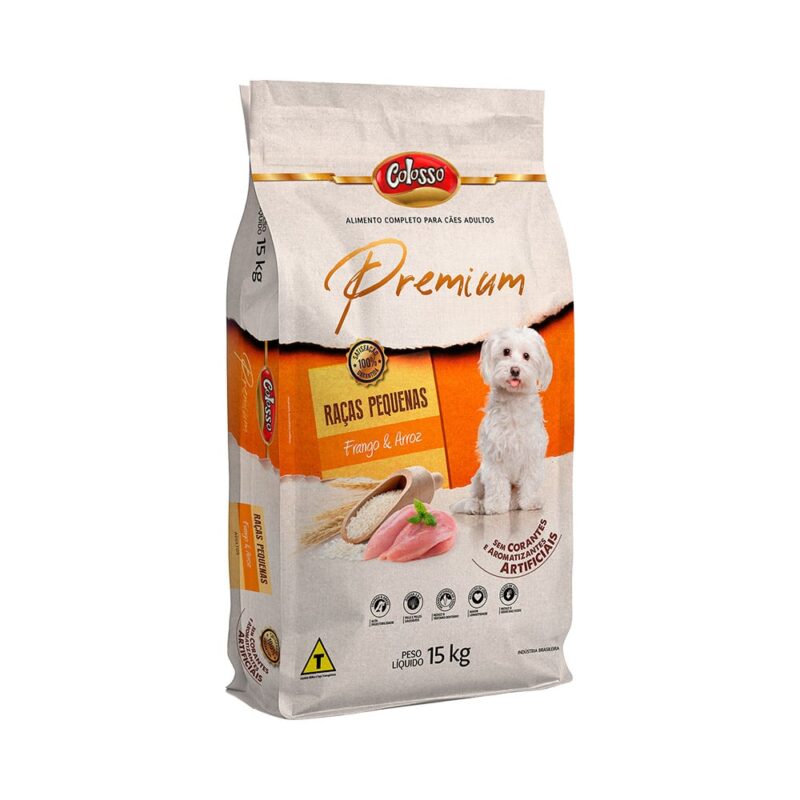 Ração Colosso Cães Adultos Raças Pequenas Sabor Frango e Arroz 15kg