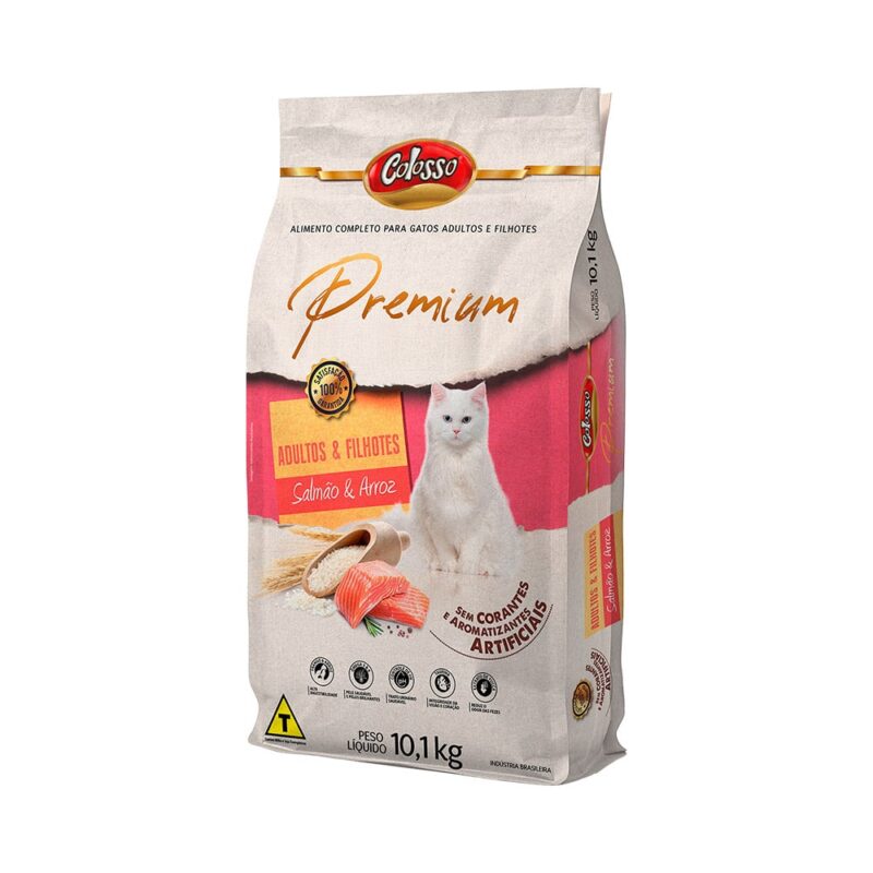 Ração Colosso Gatos Adultos e Filhotes Sabor Salmão e Arroz 10kg