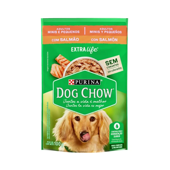 SACHÊ DOG CHOW ADULTOS MINIS E PEQUENOS SABOR SALMÃO 100G