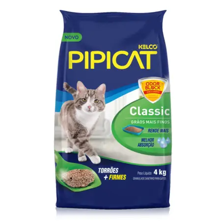 AREIA HIGIÊNICA PIPICAT CLASSIC 4KG
