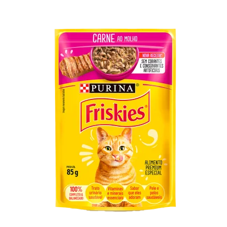 SACHÊ FRISKIES GATOS SABOR CARNE AO MOLHO 85g