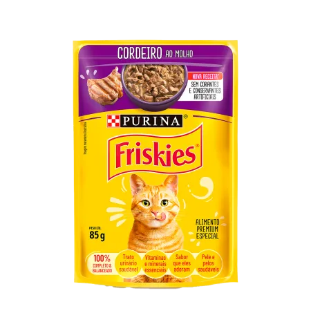 SACHÊ FRISKIES GATOS SABOR CORDEIRO AO MOLHO 85g