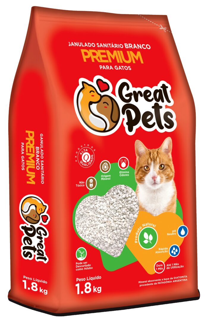 GRANULADO SANITÁRIO BRANCO PREMIUM PARA GATOS 1,8KG