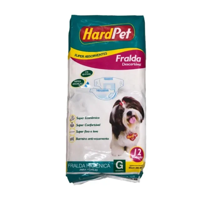 FRALDA HIGIÊNICA DESCARTÁVEL HARDPET FEMEAS G 12UN