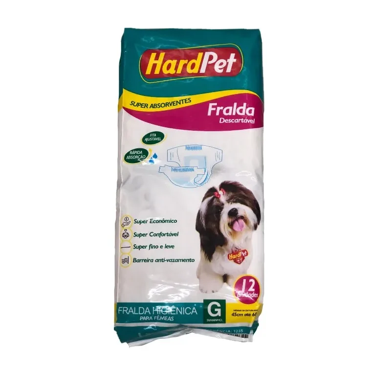 FRALDA HIGIÊNICA DESCARTÁVEL HARDPET FEMEAS G 12UN