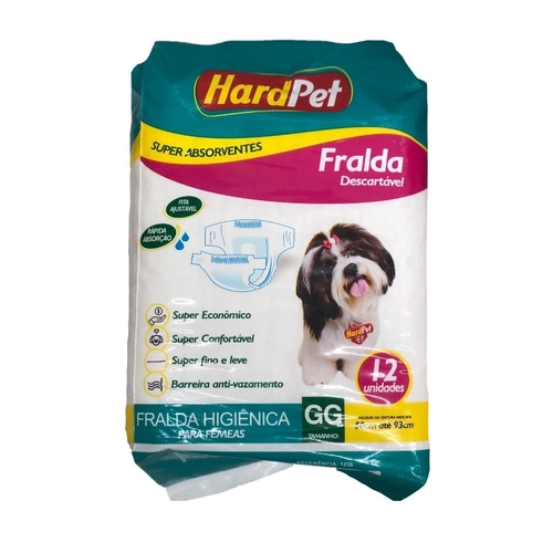 FRALDA HIGIÊNICA DESCARTÁVEL HARDPET FEMEAS GG 12UN