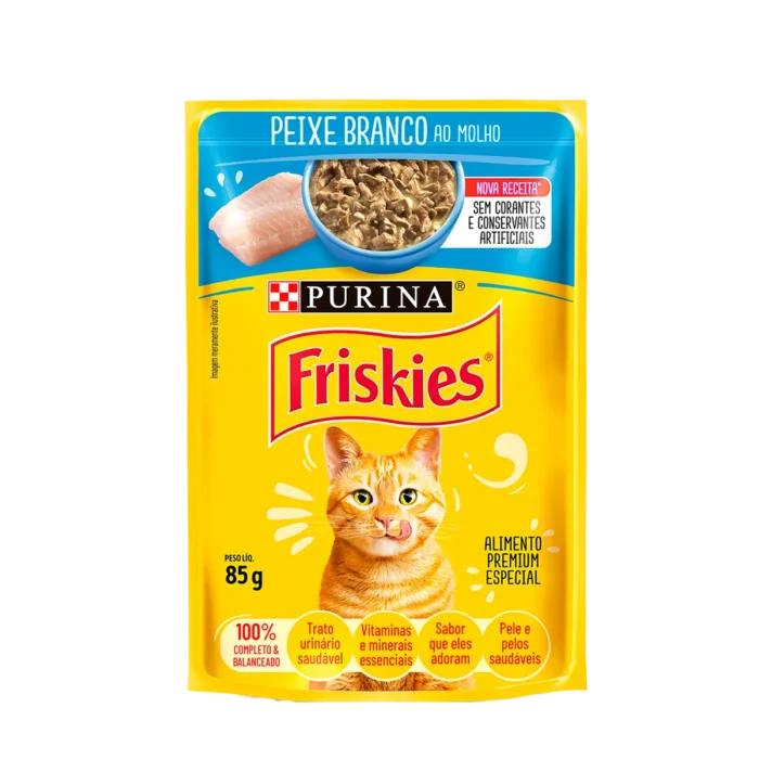 FRISKIES SACHE RAÇÃO ÚMIDA GATOS PEIXE AO MOLHO 85g