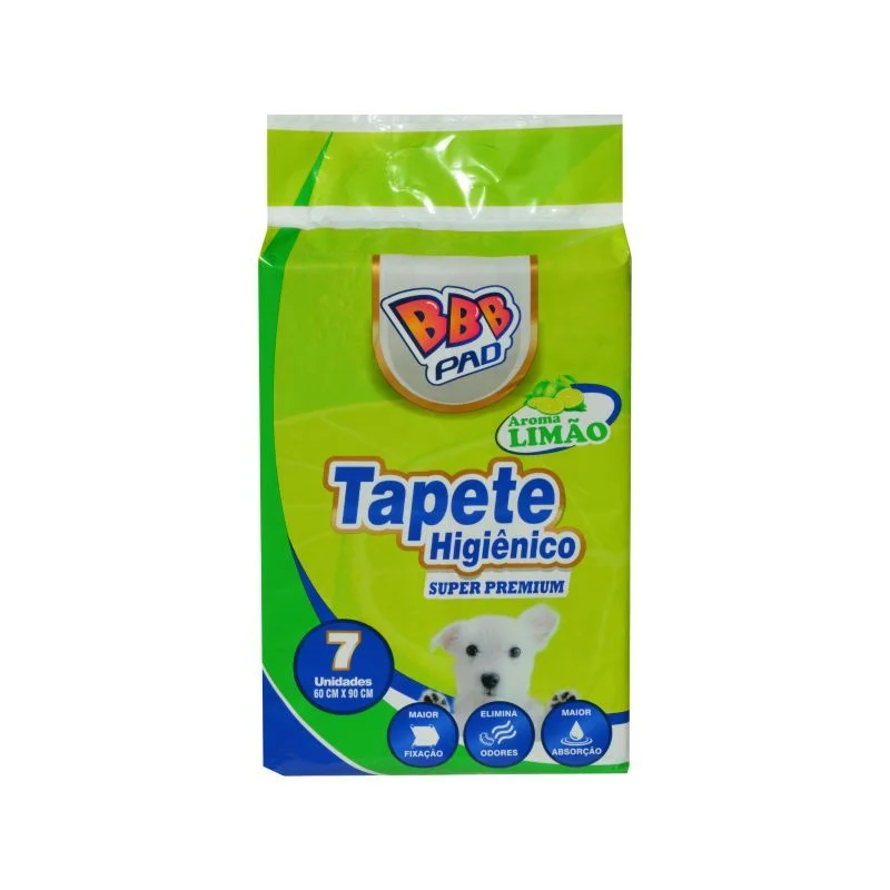 TAPETES HIGIÊNICOS BBB PAD SUPER PREMIUM AROMA LIMÃO 7 UNIDADES