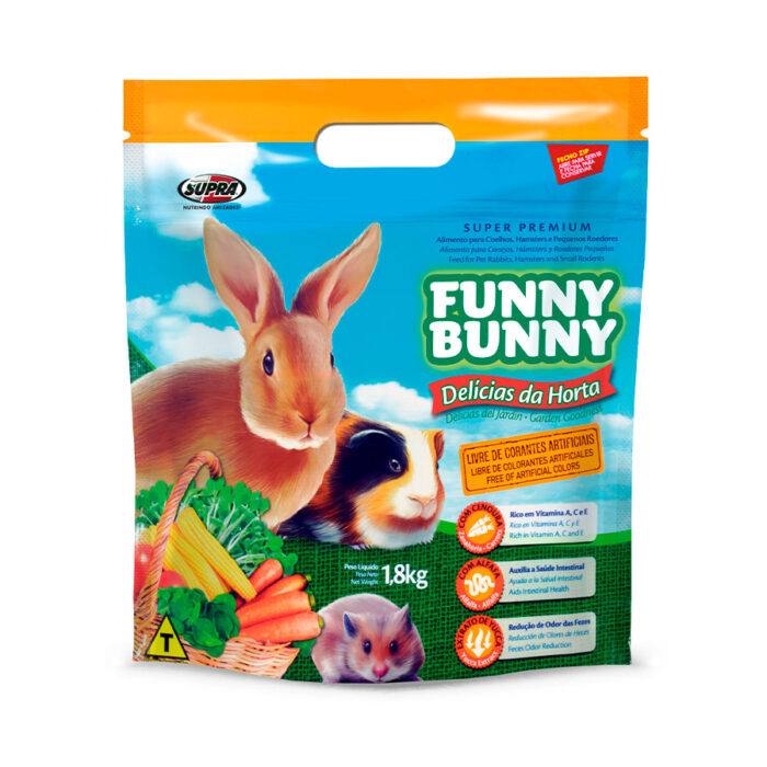 RAÇÃO FUNNY BUNNY PARA COELHOS E PEQUENOS ROEDORES DELICIAS DA HORTA 1,8kg