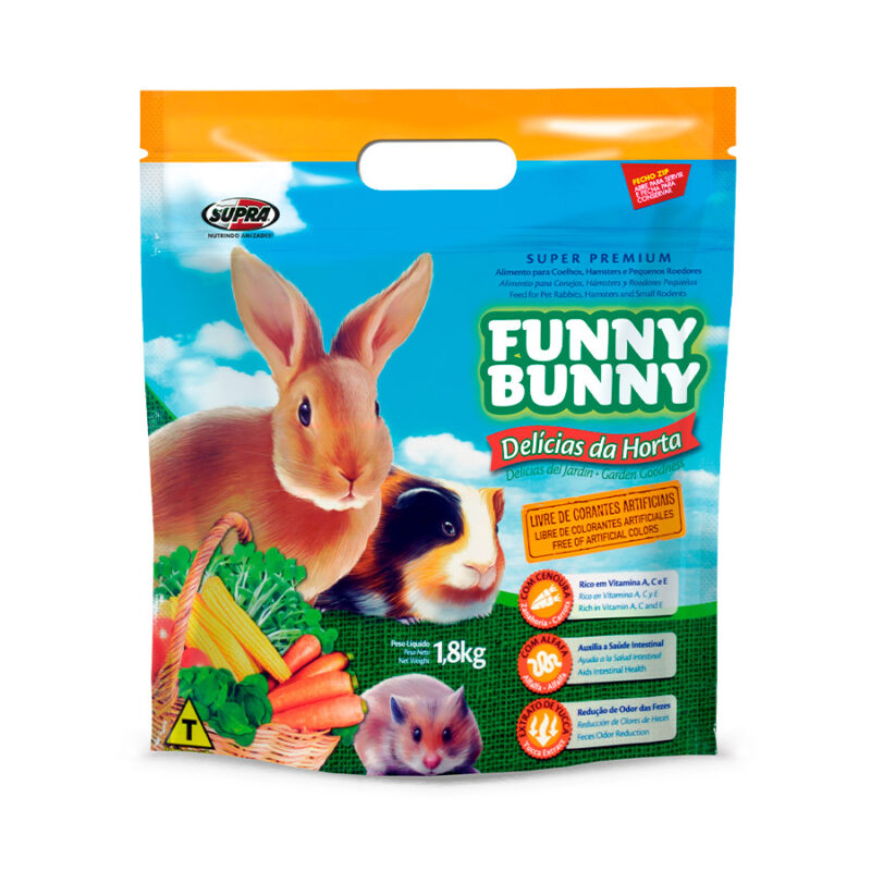 RAÇÃO FUNNY BUNNY PARA COELHOS E PEQUENOS ROEDORES DELICIAS DA HORTA 1,8kg