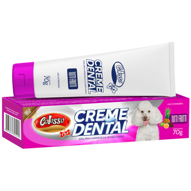 CREME DENTAL COLOSSO PARA CÃES E GATOS SABOR TUTTI FRUTTI 70g