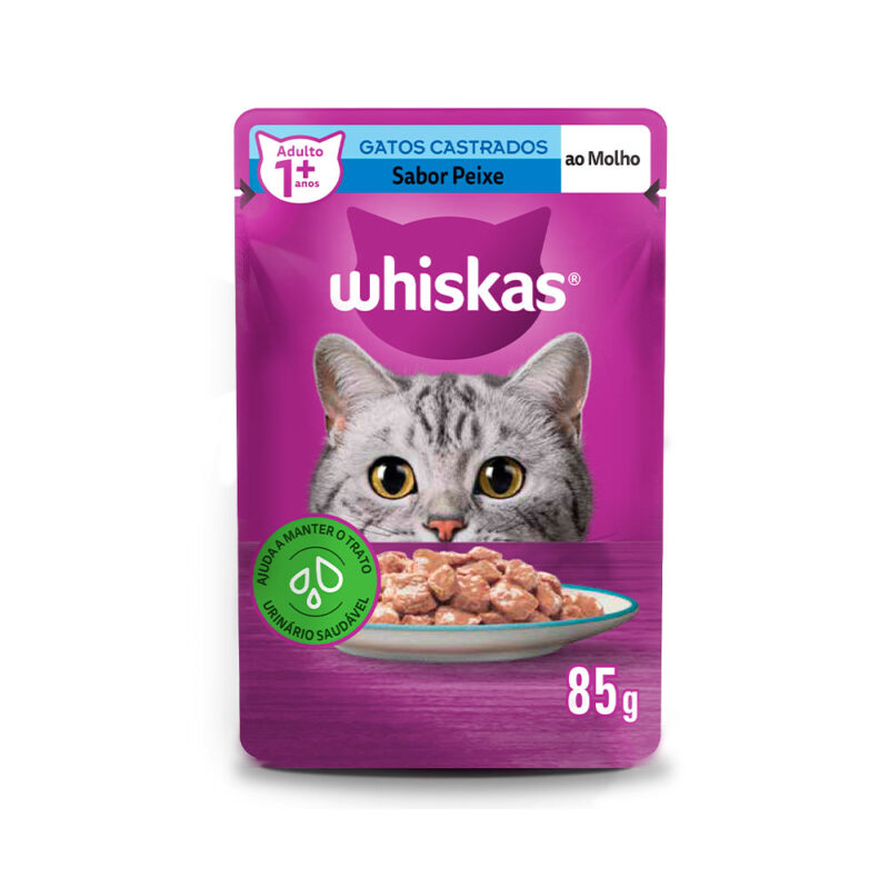 SACHÊ WHISKAS GATOS CASTRADOS SABOR PEIXE/PESCADO 85G