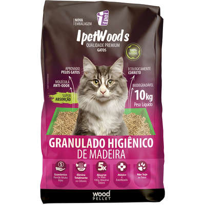 GRANULADO IPET WOODS DE MADEIRA PARA GATOS 10kg