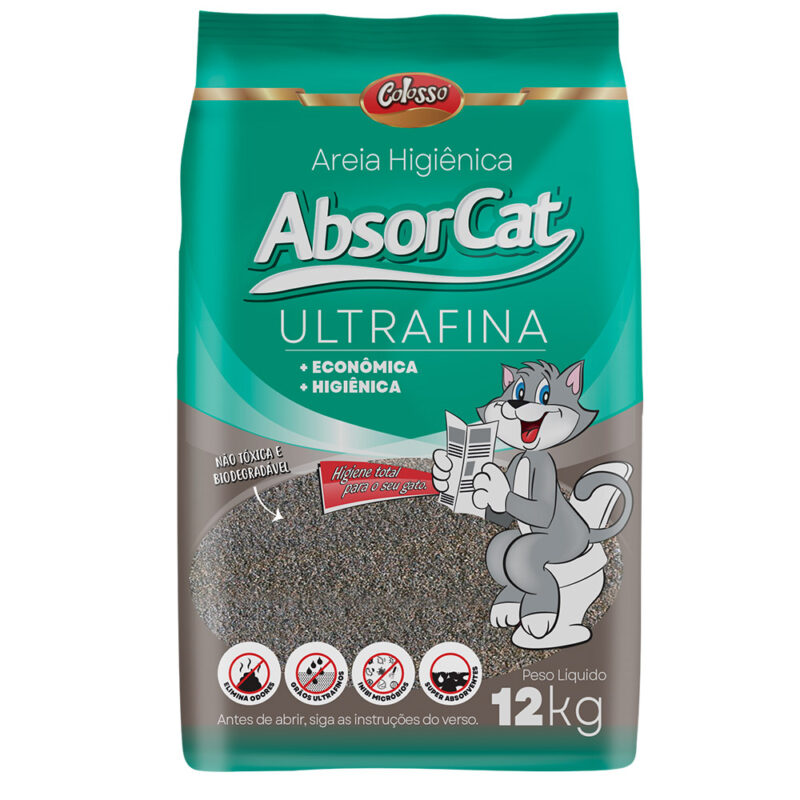 Areia Higiênica Absorcat Ultra Fina 12kg
