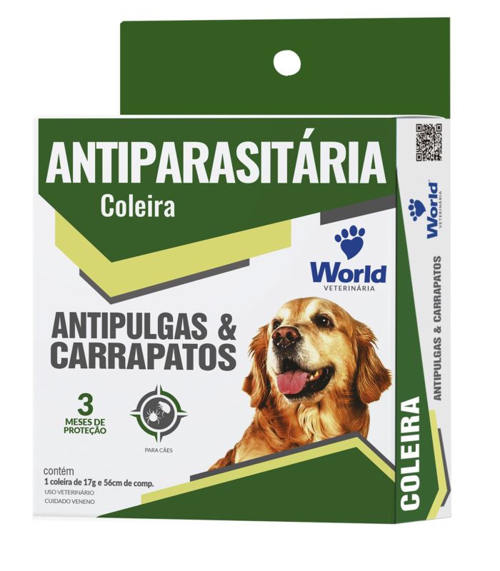 Contra pulgas e carrapatos.