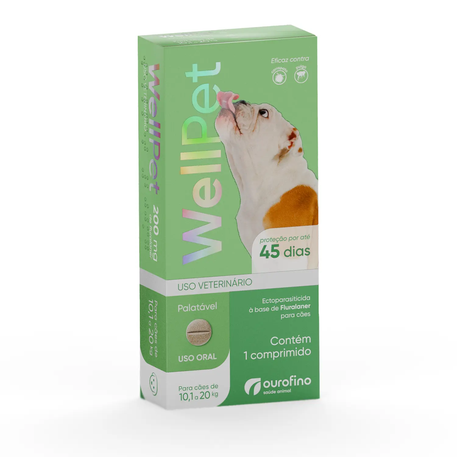 Contra pulgas e carrapatos.