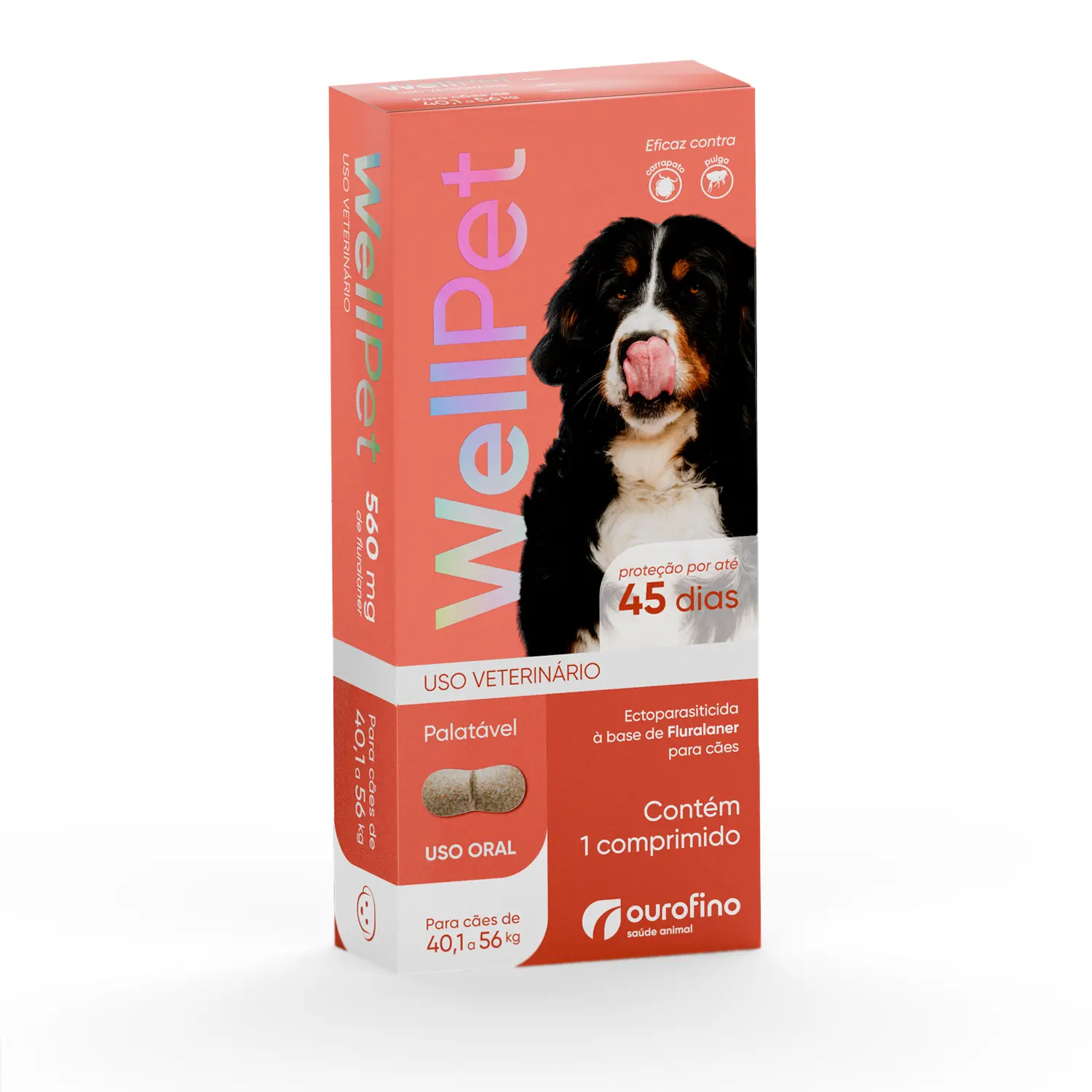 Contra pulgas e carrapatos.